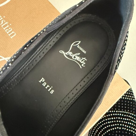 Christian Louboutin Dandy Chick Orlato Flat VelvetLoafer Shoe with Crystal Inlay - Picture 13 of 16